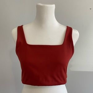 Girlfriend Collective Tommy Cropped Bra - L - Rust Red